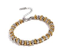 Iuhtrb Stainless Steel Beaded Circles Trendy Jewelry Unique Necklace For Women Seeking A Stylish Accessory Handmade Necklace