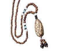Iuhtrb Styles Wood Beaded Necklace Elegant Wood Bead Necklace Handmade Long Chain For Sweaters Souvenir