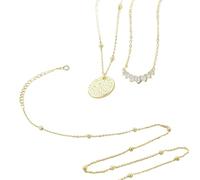 Iuhtrb Stylish Women's Layering Necklace 3 Layer Disc And Round Pendant Neckchain Fashionable Stackable Neck Jewelry Elegant Multilayer Pendant Necklace