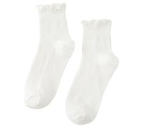 Iuhtrb Sweet Frilly Crews Socks Breathable Cotton Bootie Socks Ruffle Turn Cuffs Short Casual Ankle For Women Girls Frilly Trim Crew