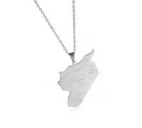 Iuhtrb Syria Outline Map Pendant Necklace Elegant Syria Map With Detailed Engraving For Fashion Enthusiasts Stainless Steel