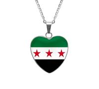 Iuhtrb Unique Syrian Flags Jewelry Set Of Necklace And Earrings Crafted From Stainless Steel And Glass For Trendsetter Syrian Flag Jewelry Set