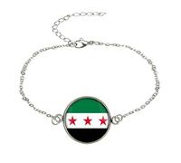 Iuhtrb Unique Syrian Flags Jewelry Set Of Necklace And Earrings Crafted From Stainless Steel And Glass For Trendsetter Syrian Flag Jewelry Set