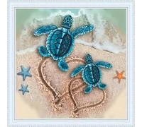 IUHUI 11 Count Stamped Cross Stitch Kits for Beginners Adults, Sea Turtle Love Pre-Printed DIY 11ct Embroidery Sewing Starter Kit Needlework Easy Patterns