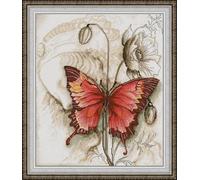 IUHUI 14 Count Stamped Cross Stitch Kits for Beginners Adults, Butterfly Beauty Flower Pre-Printed DIY 14ct Embroidery Sewing Starter Kit Needlework Easy Patterns