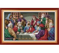 IUHUI 14 Count Stamped Cross Stitch Kits for Beginners Adults, The Last Supper of Leonardo da Vinci Pre-Printed DIY 14ct Embroidery Sewing Starter Kit Needlework Easy Patterns Famous Paintings