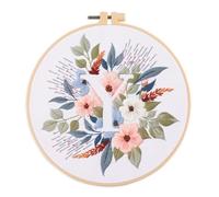 IUHUI Embroidery Kit for Beginners Adults - 26 Floral Letters Easy Patterns, DIY Hand Stitching Embroidery Set with Hoop (Flower and Grass Letter Y)