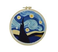 IUHUI Punch Needle Kit for Beginners Adults - Nature and Cute Animal Easy Patterns, DIY Hand Stitching Embroidery Punch Needle Set with Hoop (Stars in The Sky)