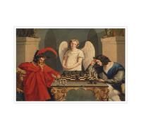 IUHYVMSM Vintage Faust And Mephistopheles Playing Chess Poster Canvas Wall Art, Classical Vintage Wall Decor for Bedroom Office Decor 12x18in Unframed