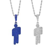 iuiiaii 2 PCS Men Humanoid Shape Women Necklace,Dainty Necklace Shining Crooked Headed Small Figure Fashionable Jewelry, Unique Style Zircon Music Accessories Exquisite Style