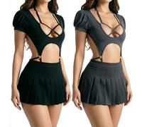iuiiaii 2 PCS Women's Lingerie Sets, Sexy Underwear Women Sets There Are Black And Gray Available, Women Sexy Lingeries Womens Lingerie Set Sexys, Ladies Underwear Hanging Neck Camisole(No Skirts)