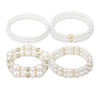 iuiiaii 8 Pcs Pearl Bracelets for Women, Beaded Bracelets for Womens, Womens Bracelet Beautiful and Durable Womens Jewellery, Giving Girls Birthday and Holiday Gifts