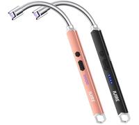 IUIRE Electric Candle Lighter USB C Rechargeable Arc Lighters with 360° Flexible Neck Windproof Plasma for Deep Jars, Gas Hob, BBQ & Camping (Black*Rose Gold)