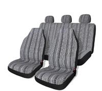 IUKMRT Car Seat Covers Universal Striped Car For Seat Covers Full Set With Belt Pads Steering Wheel Cover Universal Washable For Cars(Black white)