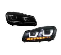 IUKMRT Headlights Assembly For VW For Golf 6 2010-2014 DRL Dynamic Tuning Head Lamp Double U Projector Lens Car Headlight Assembly Accessories Front Light Assembly(LHD no Demon Eye)