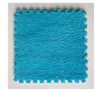 IULGFSC Fluffy Plush Foam Puzzle Rug， 5PC Easy-to-install Square Carpet Tiles(Dark Blue,30x30cm)