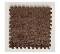 IULGFSC Fluffy Plush Foam Puzzle Rug， 5PC Easy-to-install Square Carpet Tiles(Dark Coffee,60x60cm)