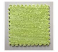 IULGFSC Fluffy Plush Foam Puzzle Rug， 5PC Easy-to-install Square Carpet Tiles(Green,60x60cm)