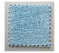 IULGFSC Fluffy Plush Foam Puzzle Rug， 5PC Easy-to-install Square Carpet Tiles(Light Blue,60x60cm)