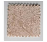 IULGFSC Fluffy Plush Foam Puzzle Rug， 5PC Easy-to-install Square Carpet Tiles(Light Coffee,60x60cm)