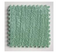 IULGFSC Fluffy Plush Foam Puzzle Rug， 5PC Easy-to-install Square Carpet Tiles(Mint Green,60x60cm)