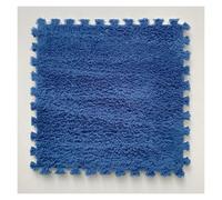 IULGFSC Fluffy Plush Foam Puzzle Rug， 5PC Easy-to-install Square Carpet Tiles(Navy Blue,60x60cm)