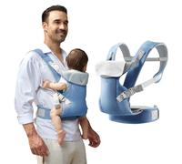 IULONEE Baby Carrier from Newborn Adjustable Toddler Carrier Wrap with Detachable Bibs Ergonomic Infant Sling Carrier Front Back Carry for Newborn 3-36 Months Sky Blue