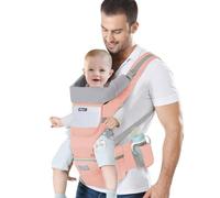 IULONEE Baby Carrier with Hip Seat Ergonomic Toddler Carriers Backpack Baby Shoulder Carrier Adjustable Front and Back Carry for Newborn 3 Months to 3 Years(7-45lbs) (Pink)