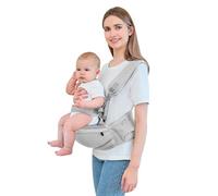 IULONEE Lightweight Baby Carrier Front & Back Carry Baby Waist Stool Ergonomic Newborn Hip Seat Comfortable Baby Hipseat Sling Adjustable Toddlers Hip Seat for Newborns & Toddlers (Grey)