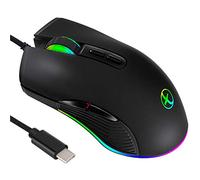 IULONEE Type C Mouse, Wired USB C Mice Gaming Mouse Ergonomic 4 RGB Backlight 3200 DPI Compatible with M@c, Matebook, Chromebook, HP OMEN, Windows PC, Laptop and More USB Type C Devices (Black)