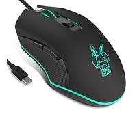 IULONEE USB Type C Wired Mouse,Silent Computer Mouse Optical Gaming Mice Ergonomic 7 LED Backlight 2400 DPI 6 Buttons for Office Home Windows PC,Laptop,Desktop,Notebook,MacBook (Type-C Black)