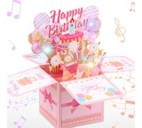 iulrtba 3D Pop Up Birthday Cards, Pop Up Musical Card with Blowable Candle and Envelope, Musical Birthday Cards for Women Men Kids Daughter Girls Boys