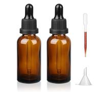 iulrtba Amber Glass Dropping Bottle with Glass Pipette, 2Pcs 50ml Dropper Bottles Refillable for Essential Oil Aromatherapy Blends