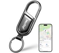 IUMIUN Keychain, Key Finder Locator Built-in Anti-Loss Tracker, Works with Apple Find My, Carabiner Car Key Chains with GPS Tracker for Keys, Dogs, Luggage, Kids, Bags and More,Waterproof (Black)