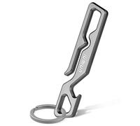IUMIUN Titanium Quick Pocket Clip Key Chain Holder for EDC-with Slim Profile Bottle Opener, Grey 1 Pack, S