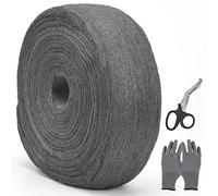 iunio Wire Wool, 1 KG Steel Wool Mice Blocker 0000 Fine with Gloves & Scissors, WireWool Mice for Cleaning, Metal Polish, Wood, Hole Filler Wall Rat Rodent Control for Garage, Storage, Farm