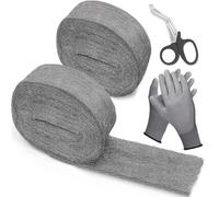 iunio Wire Wool, 2 Pack Steel Wool Mice Blocker with Gloves & Scissors, WireWool Mice for Cleaning, 0000 Steel Wool for Polishing, Rodent Control Hole Filler Wall, Kitchen, Ceiling, Garden, Attic