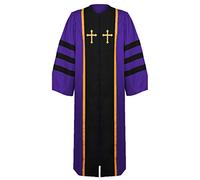 iunoket Men's Medieval Monk Priest Cloak Minister Pastor Robes Clergy Pulpit Christian Robe Church Father Purple Uniform, Style-1, Large