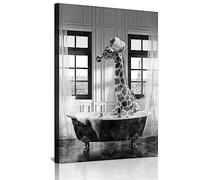 IUNTWEIE Animal Bathroom Art - Black & White Animal Bathroom Picture, Funny Wall Art, Minimalist Home Decor - Without Frame (40 x 60)