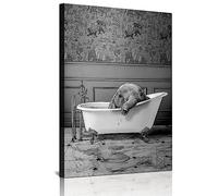 IUNTWEIE Animal In The Bathroom Pictures, Black White Animal Bath Picture, Funny Wall Pictures, Prints Canvas Poster, Art, Wall Art, Minimalist Home Decor - Without Frame (40 x 60, Animal -2)