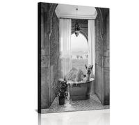 IUNTWEIE Animal In The Bathroom Pictures, Black White Animal Bath Picture, Funny Wall Pictures, Prints Canvas Poster, Art, Wall Art, Minimalist Home Decor - Without Frame (40 x 60, Animal -1)