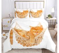 IUNTWEIE Cat Bed Linen 220x240cm, 3D Cat Pattern Bedding Sets with Zip, Super Soft Comfortable Microfibre Bed Linen (Cat 3,220x240cm)