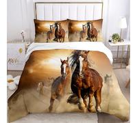 IUNTWEIE Horse duvet cover,3D horse pattern bedding sets with zip, Super Soft Comfortable microfibre bedding, with 2 pillowcase 50 x 75 (Horse-5, 200x200cm)