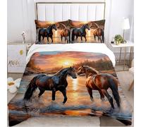 IUNTWEIE Horse duvet cover,3D horse pattern bedding sets with zip, Super Soft Comfortable microfibre bedding, with 2 pillowcase 50 x 75 (Horse-6, 135x200cm)