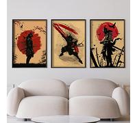 IUNTWEIE Japan Samurai Portrait Pictures Bushido Japanese Warrior Canvas Pictures Wall Art Black and White Poster for Living Room Bedroom Decor without Frame (3x30x40cm, Bushido-2)