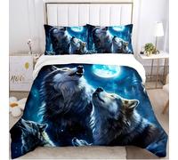 IUNTWEIE Wolf duvet cover,3D animal Bedding Wolfs with zip Soft and pleasant sleeping comfort microfibre duvet cover (Wolf-3, 200x200cm)