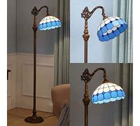 IUokLU 12 inch Tiffany-style Floor Lamp,Vintage Stained Glass Floor Lights with 1 Light, Decoration ReadStandLight/Bedroom/Office, E27 (7)