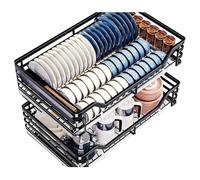 IUokLU 2 Tier Pull Out Pot and Pan Under Cabinet Kitchen Storage Slide Out Shelf & Drawer Adjustable Pantry Baskets Space Saving Solution for Cabinets