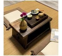 IUokLU 60cm Japanese Low Coffee Table with Storage Foldable Tea Table Meditation Altar Wooden Bed Tray for Sitting Brown Versatile Indoor Furniture(Browna-70x35x28cm)
