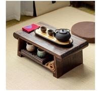 IUokLU 60cm Japanese Low Coffee Table with Storage Foldable Tea Table Meditation Altar Wooden Bed Tray for Sitting Brown Versatile Indoor Furniture(Brownb-50x30x20cm)